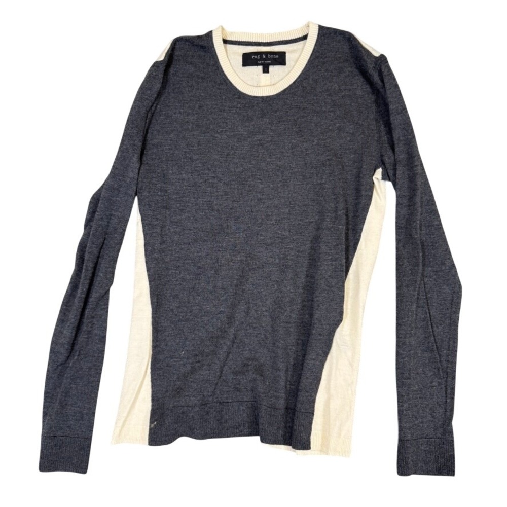 Rag & Bone New York Gray Cream Colorblock Crewneck Sweater Women's Small
